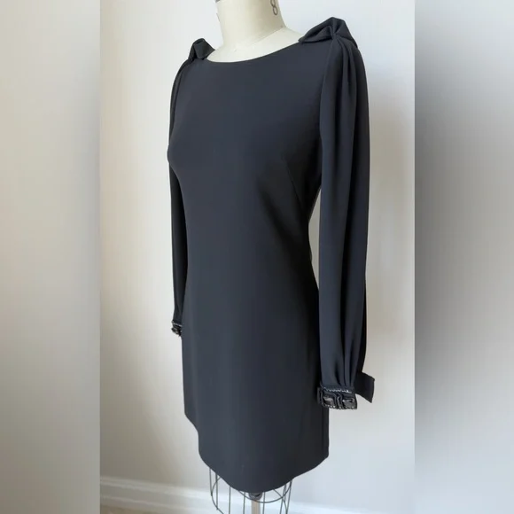 Vintage Elie Tahari Black Long Sleeve Dress with Embellished Cuffs Size 4 - Picture 5 of 17